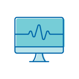 Computer Monitor Icon with P-wave, Heart Activity (if needed)